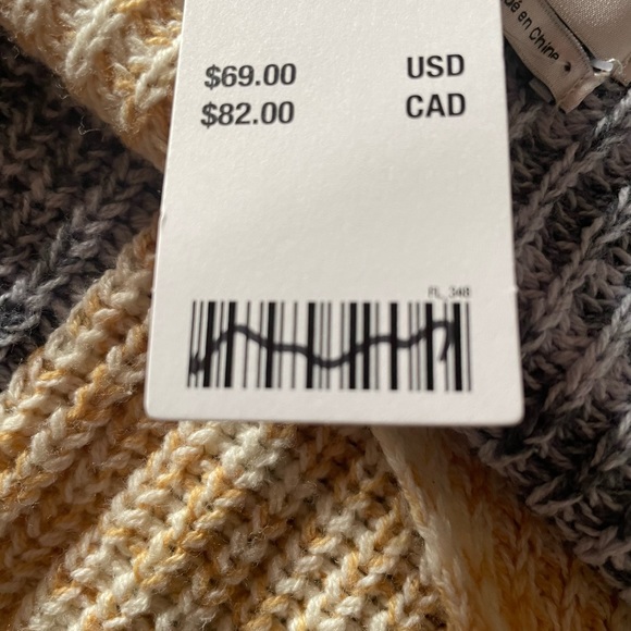 Urban Outfitters S Cotton Blend Yellow Blue Oversized Pullover V-neck Sweater - Picture 9 of 12